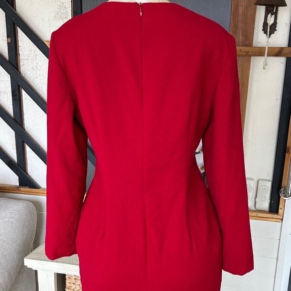 Talbots Women’s Red Wool Sheath Dress Size 10 Long Sleeve Classic Elegant - Picture 3 of 9